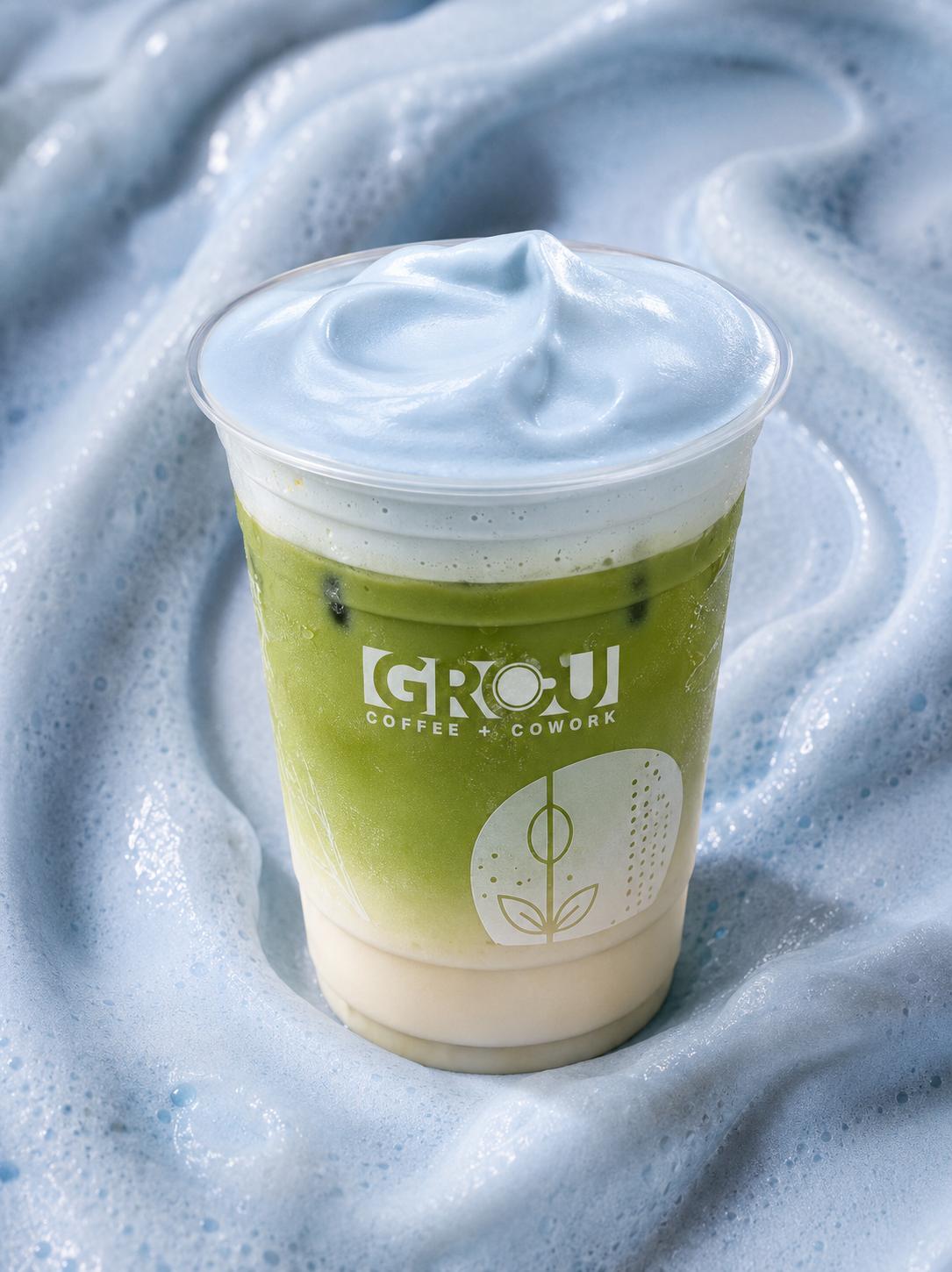 Blue Coconut Cold Foam Iced Matcha (GROU x JETSET)